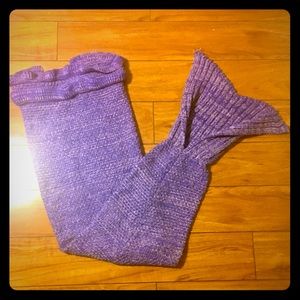 Purple Knitted Mermaid Blanket